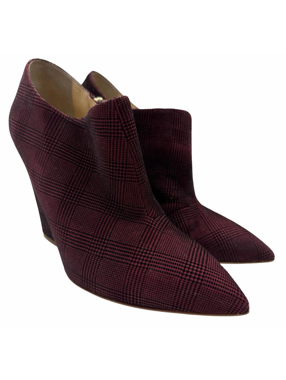 Jerome C. Rousseau Suede Heeled Booties Red Tartan Size EU 38 | US 8